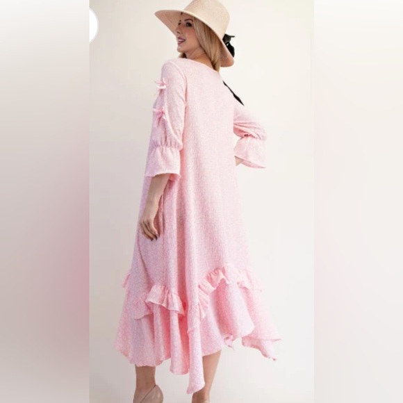 Elegant Pink Ruffle Dress - Picture 5 of 5